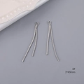 Silver-plated long snake chain tassel pendants for DIY earrings, size 3x49mm, model 4 - Double Tassel Snake Chain (4#) / Silver