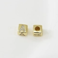 Perla quadrata dorata con lettera A e zirconi cubici per creazione di gioielli DIY - Lettera A / Oro