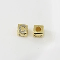 Perla quadrata dorata con lettera C in strass per braccialetti fai da te e gioielli - Lettera C / Oro