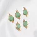 Vijf groene edelsteenhangers met gouden draadwikkeling voor DIY-sieraden - Groen Traanvorm