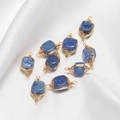 Blauwe agaat vierkante connectoren met gouden wikkeling voor sieraden maken - Koningsblauw Vierkant