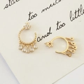 Vintage gold plated crescent moon earrings with zircon star and teardrop charms - 2# Hollow Moon and Crescent Zirconia Pendant Style (D1084)