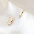 Ganchos para pendientes minimalistas bañados en oro 18k con circonita y lazo de colgar - Estilo de Punto con Una Piedra (2#)
