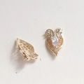Exquisite gold swan heart-shaped nail art charm with teardrop zircon inlay accessory - Hollow Heart Teardrop Zircon Style (99#)