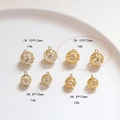 Hollow 18k gold plated ball pendant with heart patterns for DIY jewelry making - 10x12mm / Style 2 Large 18k Gold Hollow Ball