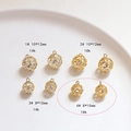 18k gold plated hollow heart-shaped spherical charms with crystals in two sizes - 8X10mm / Style 4 Small 18k Gold Hollow Ball