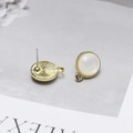 Golden 925 silver stud earrings with white cat eye stone and ring for DIY jewelry - 3# White Cat's Eye Large