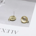 Golden 925 silver cat eye stone studs with tiny side loops for DIY jewelry making - 4# Pale Yellow Cat's Eye Large