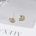 Golden 925 silver studs with cat eye opal stone for DIY jewelry making - 6# Pale Yellow Cat's Eye Small