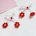 Ciondolo floreale in cristallo fatto a mano con fiocchi rossi per orecchini e gioielli DIY - 1# Fiore Rosso Con Fiocco (D1257)
