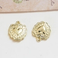 Vintage golden heart alloy pendant with lace edge for DIY jewelry making and earrings - 1# K Gold Patterned Heart