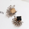 Fan-shaped DIY earring connector with black crystal gemstone and grey rhombus beads - Gray (With Loop)
