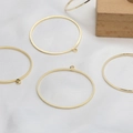 Five pieces of gold plated hollow circular pendants with texture for DIY jewelry making - Minimalist Plain Surface Style