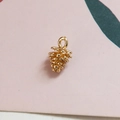 Pine cone shaped metal pendant in bright gold finish for DIY jewelry making - Pine Cone