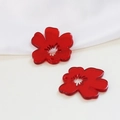 DIY red translucent tulip acrylic flower charms with central star cutout and top hole - Six-Petal Flower Red