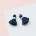 Dunkelblaue Mini-Baumwollquasten mit himmelblauem Faden für DIY-Schmuck und Accessoires - Dunkelblau