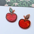 Detailed macro view of two red acrylic apple charms for DIY jewelry and phone accessories - Hand Painted Red Apple (4#)