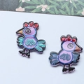 Macro detail of acrylic bird charms with colorful hand-painted style for DIY jewelry making - Hand Painted Bird (6#)