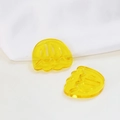 Translucent yellow acrylic half-round grooved flower petal DIY jewelry pendants - Tulip Yellow