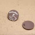 Cute dark brown round bear earrings with s925 silver studs and welcome text design - 2# Coffee Bear Round Stud Earring