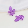Pair of purple translucent acrylic tulip flower pendants for handmade earring jewelry DIY - Ginkgo Leaf Purple