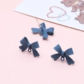 Detail of dark blue matte bow jewelry charms with loops for DIY earring making - Lake Blue Bowknot Earring Stud