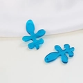 Translucent lake blue amoeba acrylic flower charms with hole for DIY jewelry making - Leaf Blue