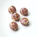 Macro shot of 5 handmade ceramic beads with purple swirl glaze and center holes - 1#Taro Purple (1 Piece)