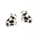Detail of cow-print cat-shaped acrylic charms with top hole for DIY jewelry making - 2# Black Spotted Cat