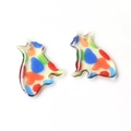 Detail view of translucent cat-shaped resin charms with vibrant artistic color splashes - 5# Yellow Colorful Spotted Cat