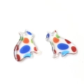 Close-up of translucent cat-shaped acrylic charms with colorful dots for DIY jewelry - 4# Colorful Spotted Cat