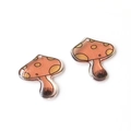 Detail of translucent acrylic mushroom charms with orange pattern for DIY jewelry making - 14# Mushroom