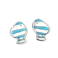 Detail of translucent fish charm pendants with blue stripes and top holes for DIY jewelry - 11# Blue Striped Fish