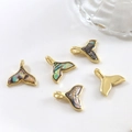Détails des pendentifs en nacre en forme de queue de poisson avec bordure dorée - 2# Coquille d'Abalone Irisée