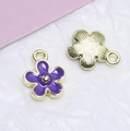 DIY Fünfblättrige Blumenanhänger aus Legierung in lila Emaille und Goldoptik-Finish - Dunkelviolett Groß