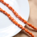 Polished bright orange 3D heart-shaped ceramic beads for DIY handmade jewelry crafting - 6# Orange