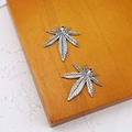 Detailed view of two vintage silver leaf alloy pendants with intricate vein patterns - Leaf (4#)