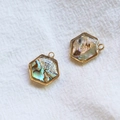 Pendentifs hexagonaux en nacre d'abalone dorés pour la création de bijoux DIY - Hexagone Simple Boucle Coque Noire