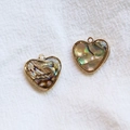 Deux pendentifs en nacre d'abalone en forme de cœur avec cadres dorés pour bijoux - Forme Coeur Coque Noire