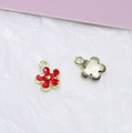 Rote Blumenanhänger aus Emaille und Legierung für DIY-Ohrringe und Schmuckherstellung - Rote kleine Blume