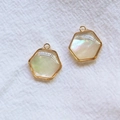 Pendentifs hexagonaux dorés en nacre d'abalone pour bijoux DIY boucles d'oreilles colliers - Hexagone Simple Boucle Coque Blanche