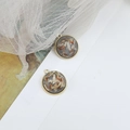 Detailed close-up of handmade gold alloy pendants with resin-embedded dried flowers - Gray
