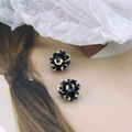 Detail of handcrafted black iridescent floral bead spheres for DIY jewelry earring making - 10# Black Small