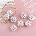Detailed macro view of macaron colored beaded sphere charm with pastel pearl finish - Colorful Round Ball (3#)