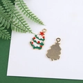 Front and back detail of DIY enamel Christmas tree charms with green snow and gold plating - Christmas Tree