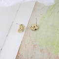 Golden flower earring studs with radial texture and hanging loop for DIY jewelry making - Floral Design Earring Stud (Style 3, Single Piece, Ear Jacket)