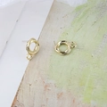 Close-up of golden twisted circle DIY earring studs with hanging loops and silver posts - Twisted Hoop Style (1# Stud Earring - Sold Individually)