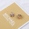 Macro view of 18K gold plated snowflake charms with zircons showing front and back detail - 4# Snowflake