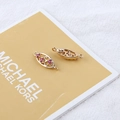 Macro detail of 18K gold plated leaf-shaped jewelry connectors with red zircon stones - 12# Rose Red Zirconia Marquise Shape