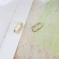 Detailed view of wavy irregular gold geometric earrings with textured metal backing - Irregular Wavy Oval Style 2 (Single Earring Only - Without Pair)